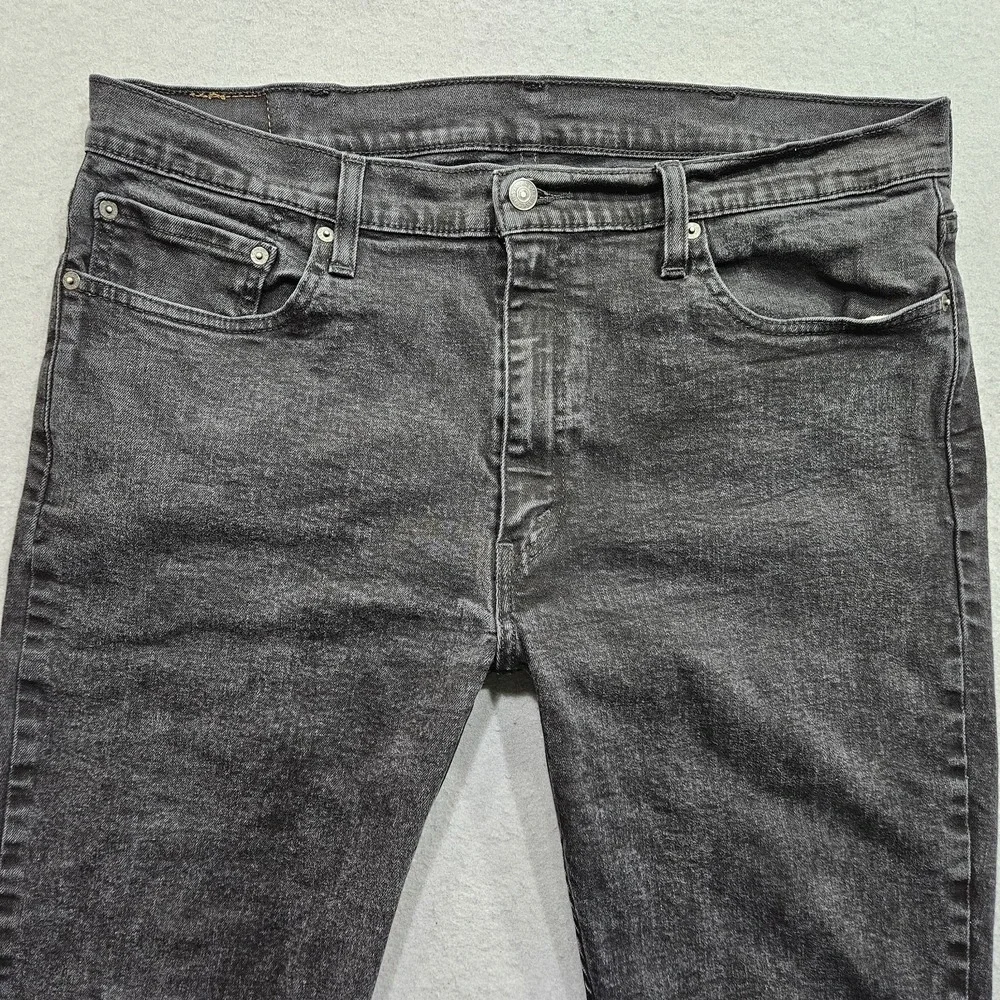 Levi's 514 Straight Fit Jeans Mens 38x30 Black Stretch Mid Rise Grunge Punk